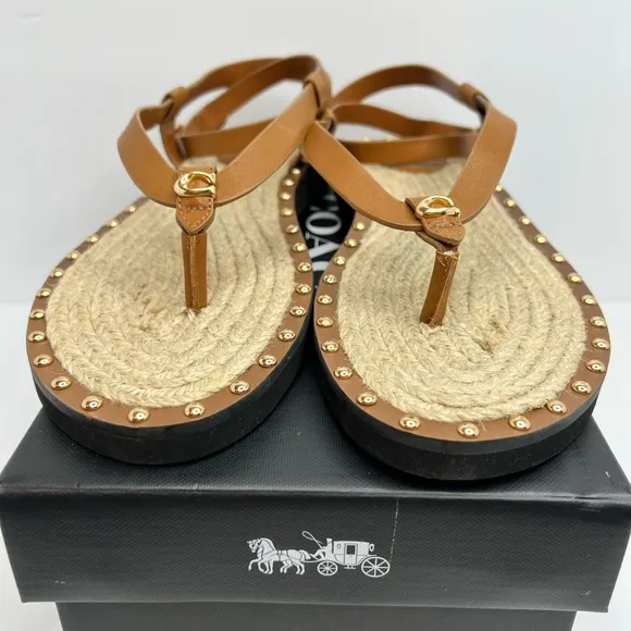 COACH SANDALS, “GRACEY LEATHER “PENNY” COLOR, WOMENS SIZE 7.5-B, EUR 38-B