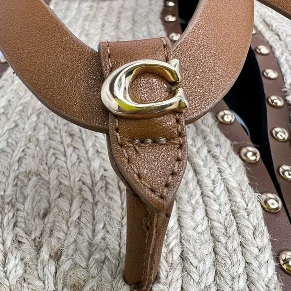 COACH SANDALS, “GRACEY LEATHER “PENNY” COLOR, WOMENS SIZE 7.5-B, EUR 38-B