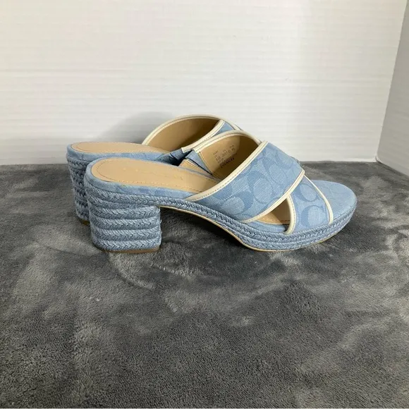 Coach Sloan Espadrille Sandals Chambray Size 9.5 Spring Easter Weddings