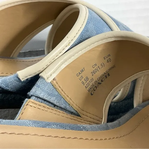 Coach Sloan Espadrille Sandals Chambray Size 9.5 Spring Easter Weddings