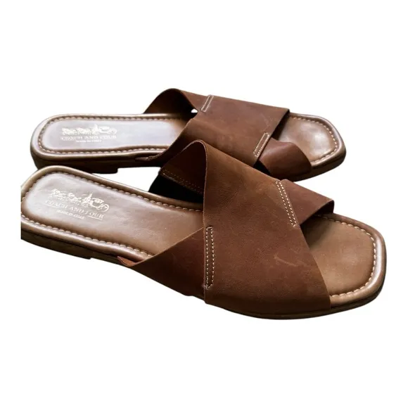 Coach Tan Leather Women’s Sandals Slides Size 10