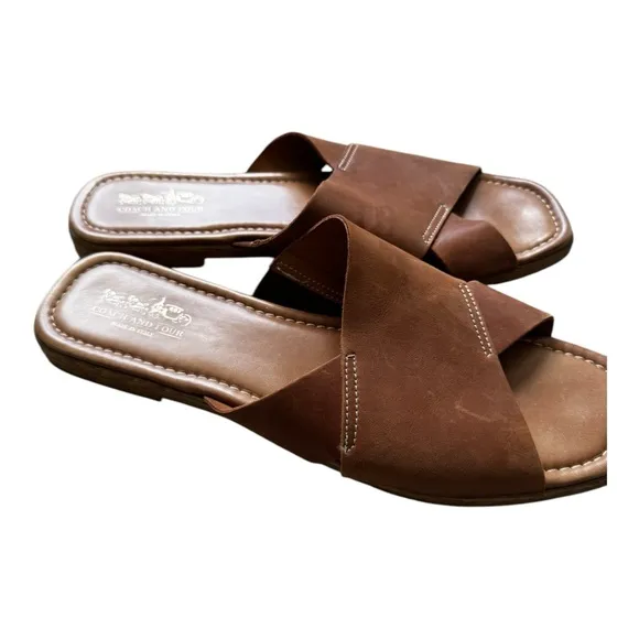 Coach Tan Leather Women’s Sandals Slides Size 10