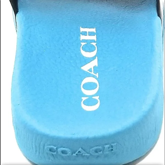 COACH Udele Bird Slides Slip Ons Waterproof Pool Beach Turquoise Sandals