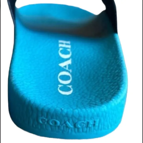 COACH Udele Bird Slides Slip Ons Waterproof Pool Beach Turquoise Sandals