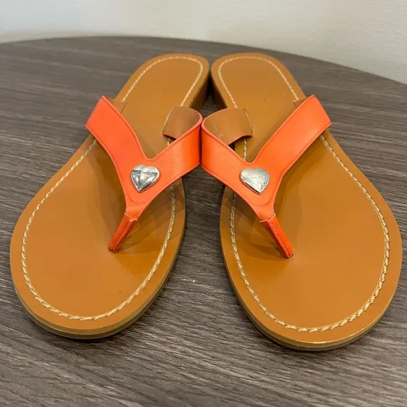 Coach Women’s Ellis Thong Orange Coral Leather Sandal