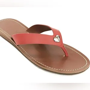 Coach Women’s Ellis Thong Orange Coral Leather Sandal
