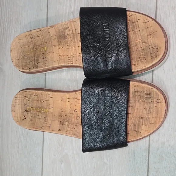 Coach Women's Spruce  Black Slide Sandals Shoes Sz 7B