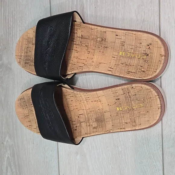 Coach Women's Spruce  Black Slide Sandals Shoes Sz 7B