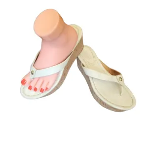 Coach Womens White Cork Wedge Heel Open Toe Thong Sandal Size 5 1/2 B