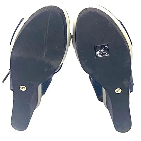 Coclico Guya Women’s Wedge Sandals Blue Leather 10.5 Medium Made in Spain