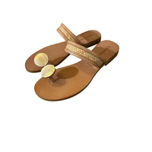 Cocobelle Leather Sandals Flats NEW Anthropologie Boho Italy 8.5 Mother Pearl