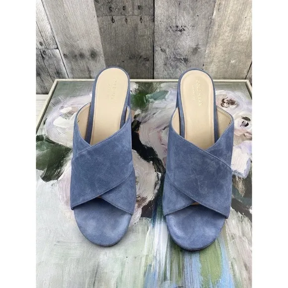 Cole Haan Gabby Slip-On Block-Heel Sandals in Blue Size 10.