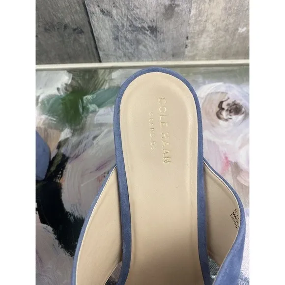 Cole Haan Gabby Slip-On Block-Heel Sandals in Blue Size 10.