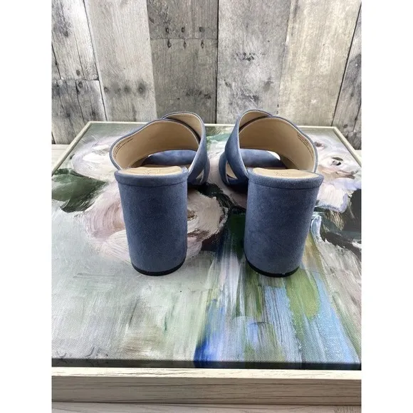 Cole Haan Gabby Slip-On Block-Heel Sandals in Blue Size 10.