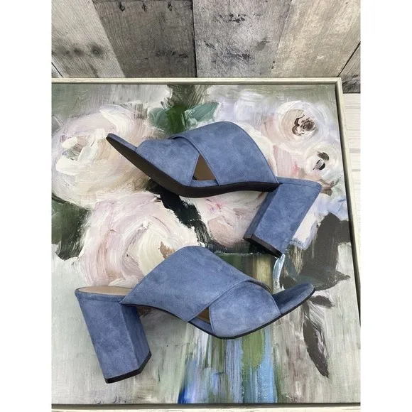 Cole Haan Gabby Slip-On Block-Heel Sandals in Blue Size 10.