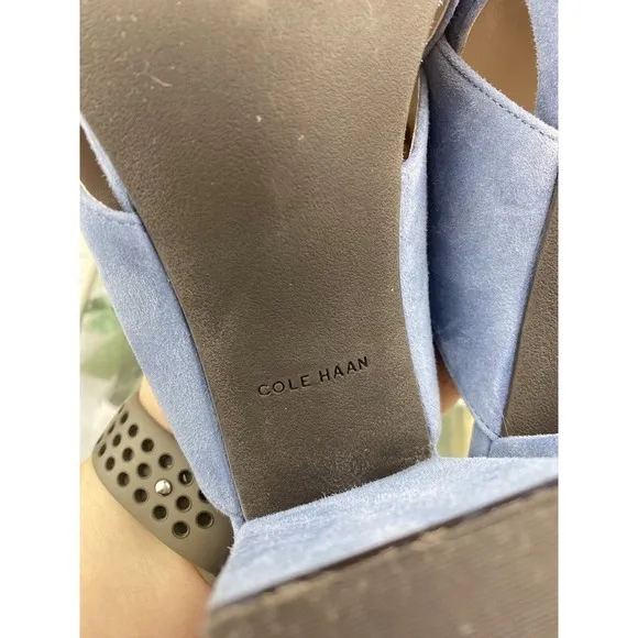 Cole Haan Gabby Slip-On Block-Heel Sandals in Blue Size 10.