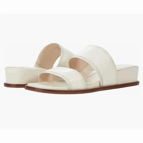 Cole Haan Ivory Snake Print Wesley Demi Wedge Sandals Size 5.5