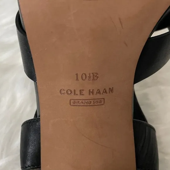 Cole Haan Sandals Womens Size 10.5 Black Faux Leather Heeled Slingback Jamie NEW