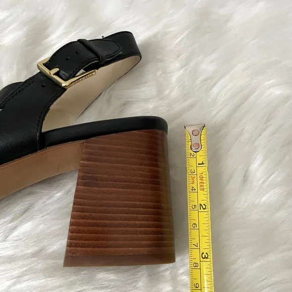 Cole Haan Sandals Womens Size 10.5 Black Faux Leather Heeled Slingback Jamie NEW