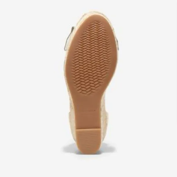 Cole Haan Women's 8 Cloudfeel Hampton Wedge Sandals Soft Gold-natural Canvas