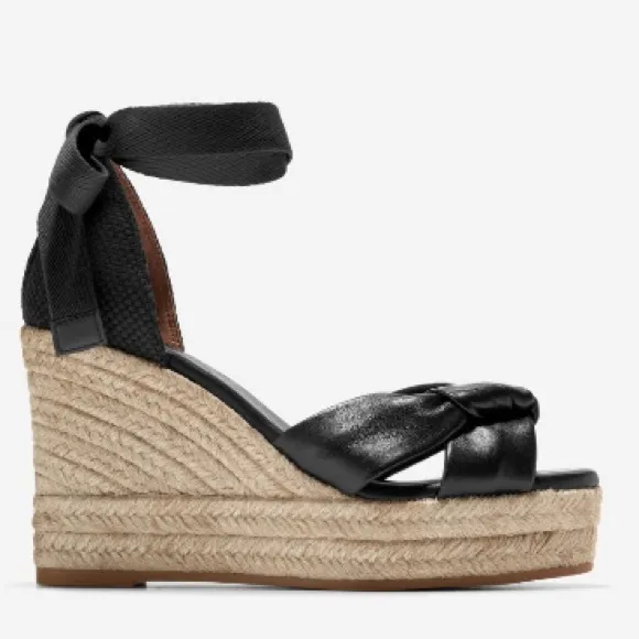Cole Haan Women's 8.5 Cloudfeel Hampton Wedge Sandals Black Leather