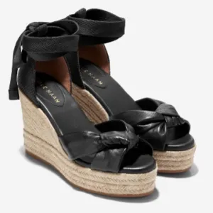 Cole Haan Women's 9 Cloudfeel Hampton Wedge Sandals Black Leather