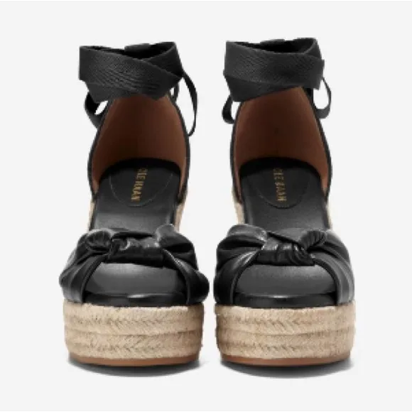 Cole Haan Women's 9 Cloudfeel Hampton Wedge Sandals Black Leather