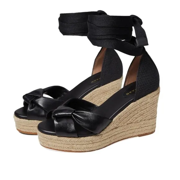 Cole Haan Women's 9 Cloudfeel Hampton Wedge Sandals Black Leather
