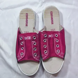 Converse Red All Star Cutaway Slides Canvas