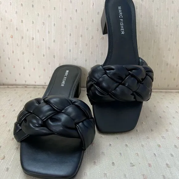 COPY - 𝅺MARC Fisher Calicea braided block heel slide sandals size 6M