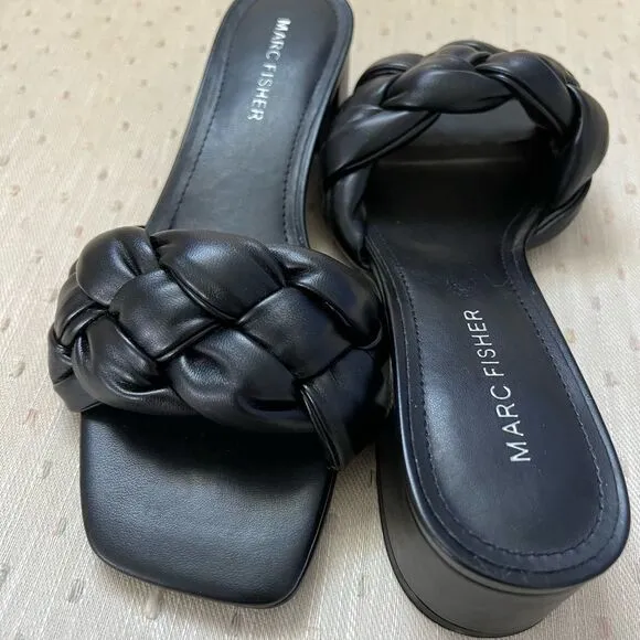 COPY - 𝅺MARC Fisher Calicea braided block heel slide sandals size 6M