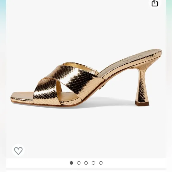 COPY - Michael Kors Clara Mule Sandals Gold shiny snake skin leather