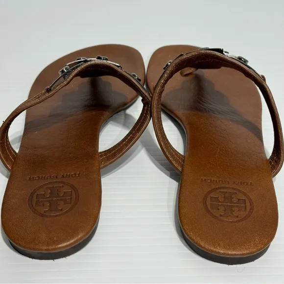 COPY - Tory Burch Alex Brown Leather Thong Sandals Size 8 1/2