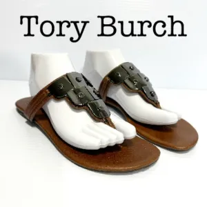 COPY - Tory Burch Alex Brown Leather Thong Sandals Size 8 1/2