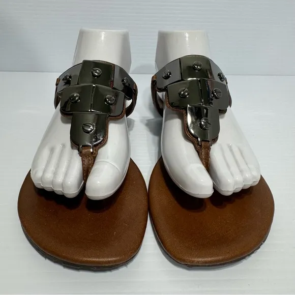 COPY - Tory Burch Alex Brown Leather Thong Sandals Size 8 1/2