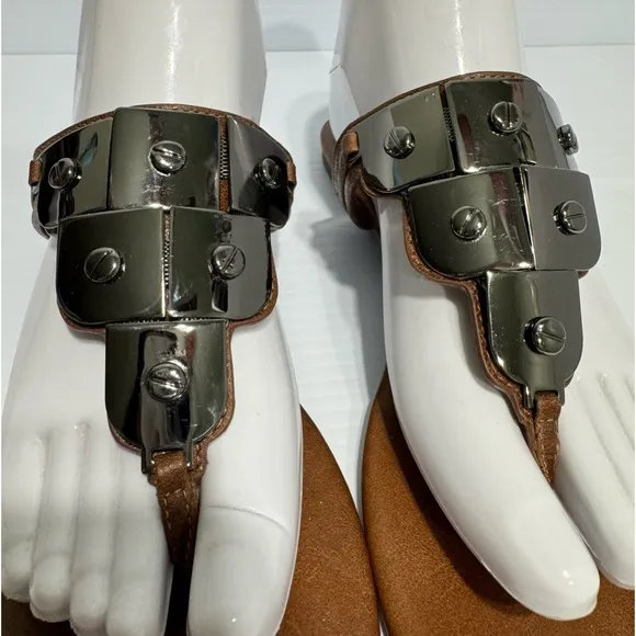 COPY - Tory Burch Alex Brown Leather Thong Sandals Size 8 1/2