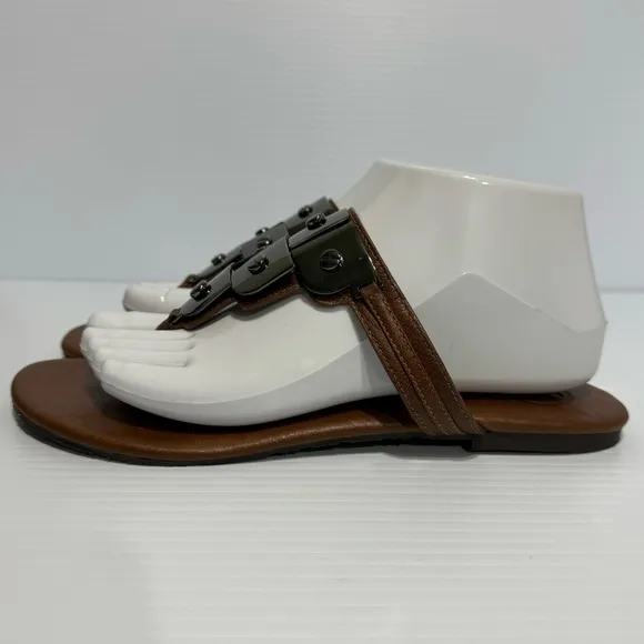 COPY - Tory Burch Alex Brown Leather Thong Sandals Size 8 1/2