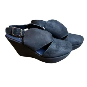 Cordani Devon Black Suede Wedge Sandals Sz 8 (EU 38) – gently used.