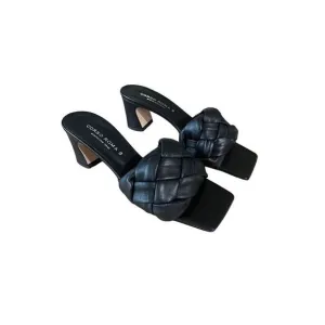 Corso Roma 9 Womens Black Braided Square Toe Block Heels Sandals Size 37