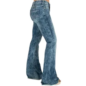 COWGIRL TUFF &quot;C. Breeze&quot; flares wide leg jeans acid wash bell bottoms sz 34x35L