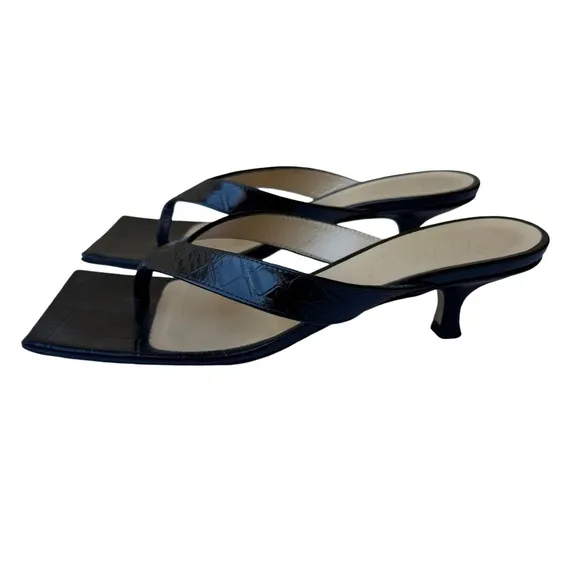 Croc Embossed Kitten Heel Sandals