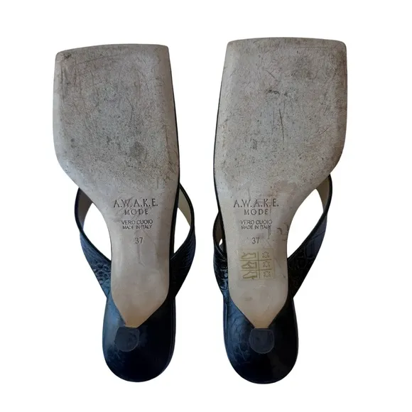 Croc Embossed Kitten Heel Sandals