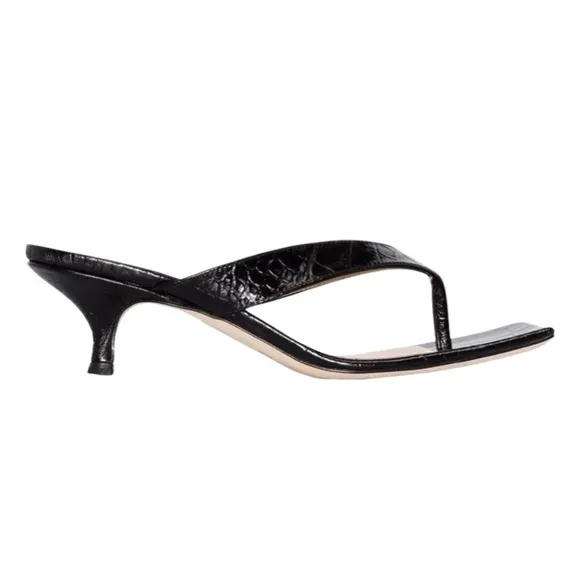 Croc Embossed Kitten Heel Sandals