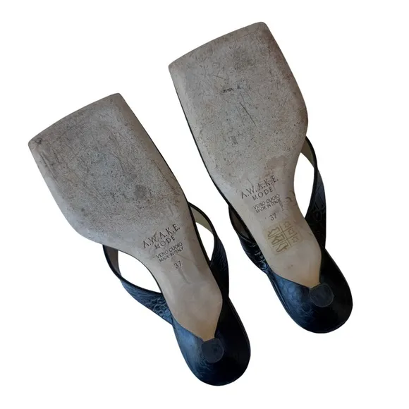 Croc Embossed Kitten Heel Sandals