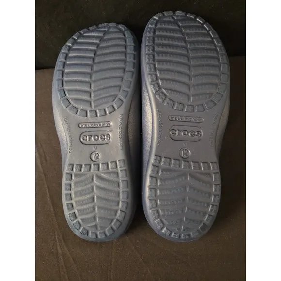 Crocs Athens Men Sz 12 Flip Flops Sandals Thong Blue Gray Rubber Slip On Comfort