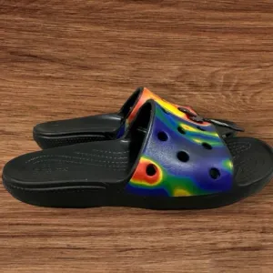 CROCS Classic Tie Dye Slides Sandals for Men Size 8 or Women Size 10.