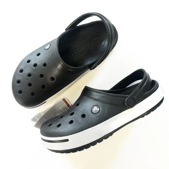 Crocs Crocband II Clog Slip On Sandals Shoes Womens 9 Men’s 7 New Black White