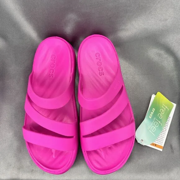 Crocs Getaway Strappy Sandals Women's 6 Pink Crush Flip Flop Beach Outdoor Slide