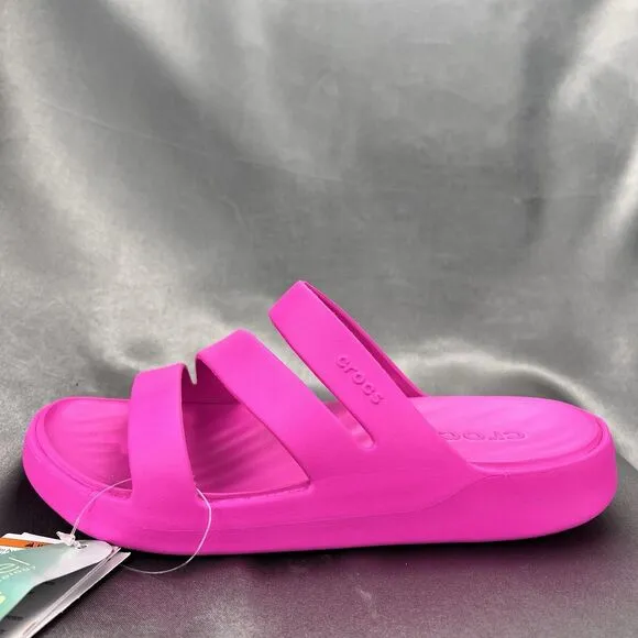Crocs Getaway Strappy Sandals Women's 6 Pink Crush Flip Flop Beach Outdoor Slide