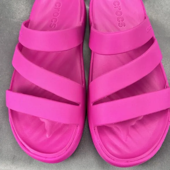 Crocs Getaway Strappy Sandals Women's 6 Pink Crush Flip Flop Beach Outdoor Slide